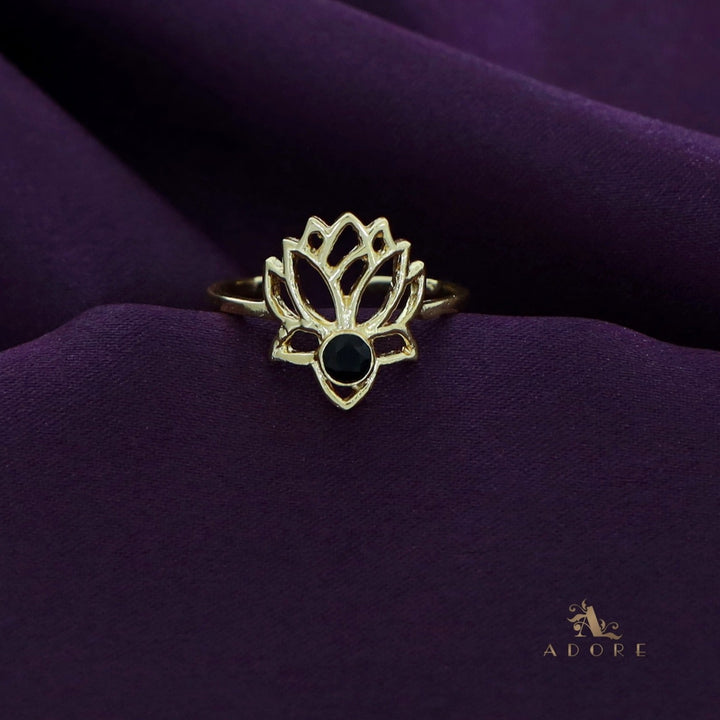 Golden Lotus Glossy Ring