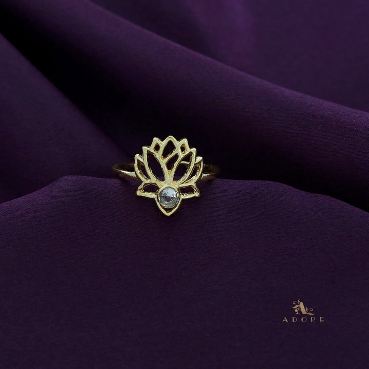 Golden Lotus Glossy Ring