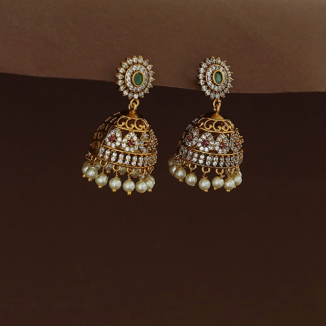 Anintika AD Stone Pearl Jhumka