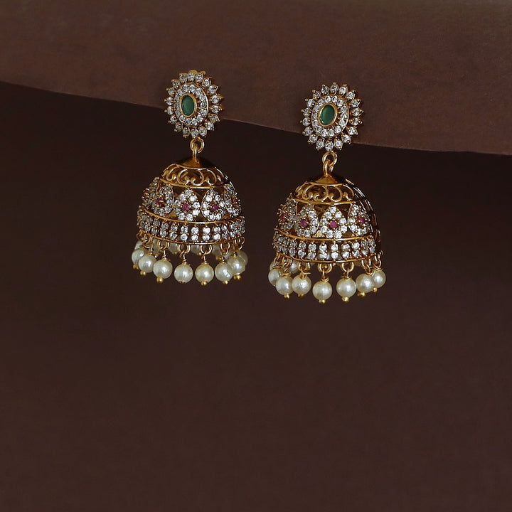 Anintika AD Stone Pearl Jhumka