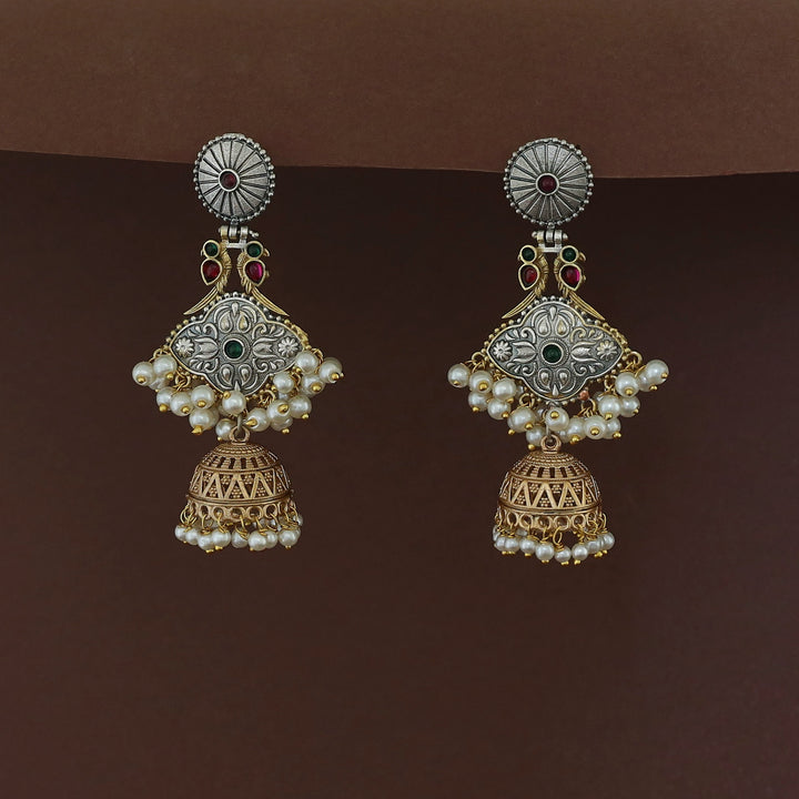Nayana Dual Bird Pearl Jhumka Earring