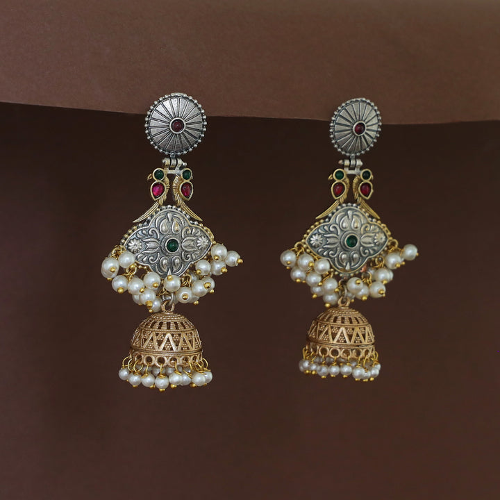 Nayana Dual Bird Pearl Jhumka Earring