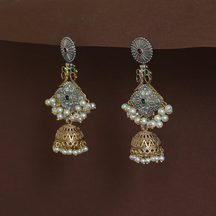 Nayana Dual Bird Pearl Jhumka Earring
