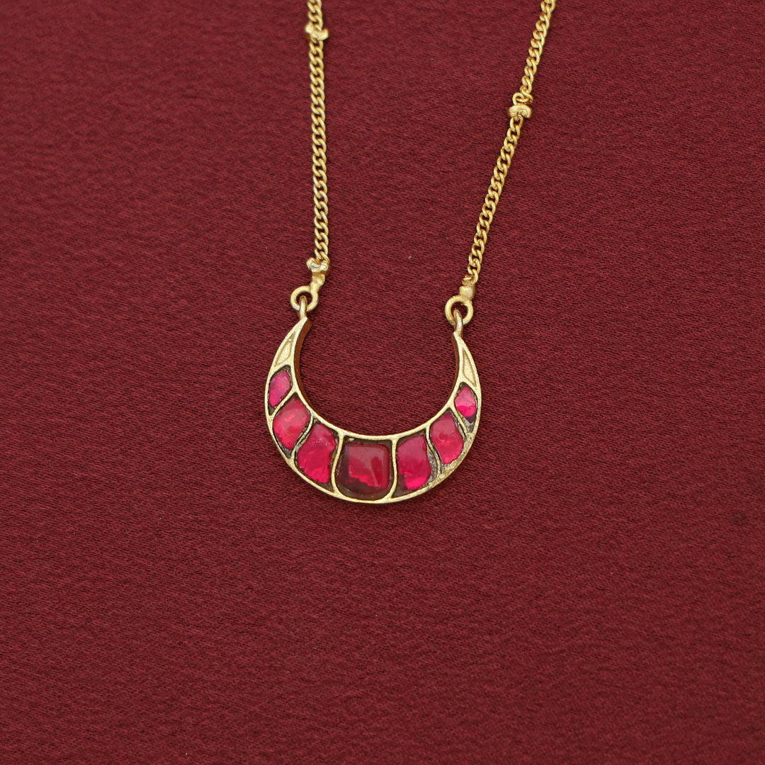 Premium 2 Layer Jadau Kundan Circle & Half Moon Neckpiece With Earring