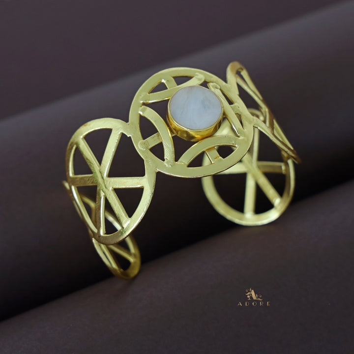 Golden Circle And Lines MOP Bangle