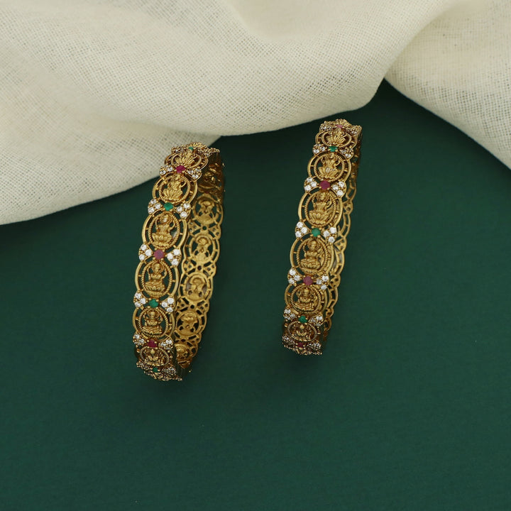 Saharsha Oval Lekshmi AD Stone Bangle (Set Of 2)