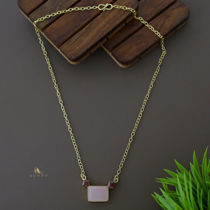 Golden Rectangle And Mini Square Glossy Neckpiece