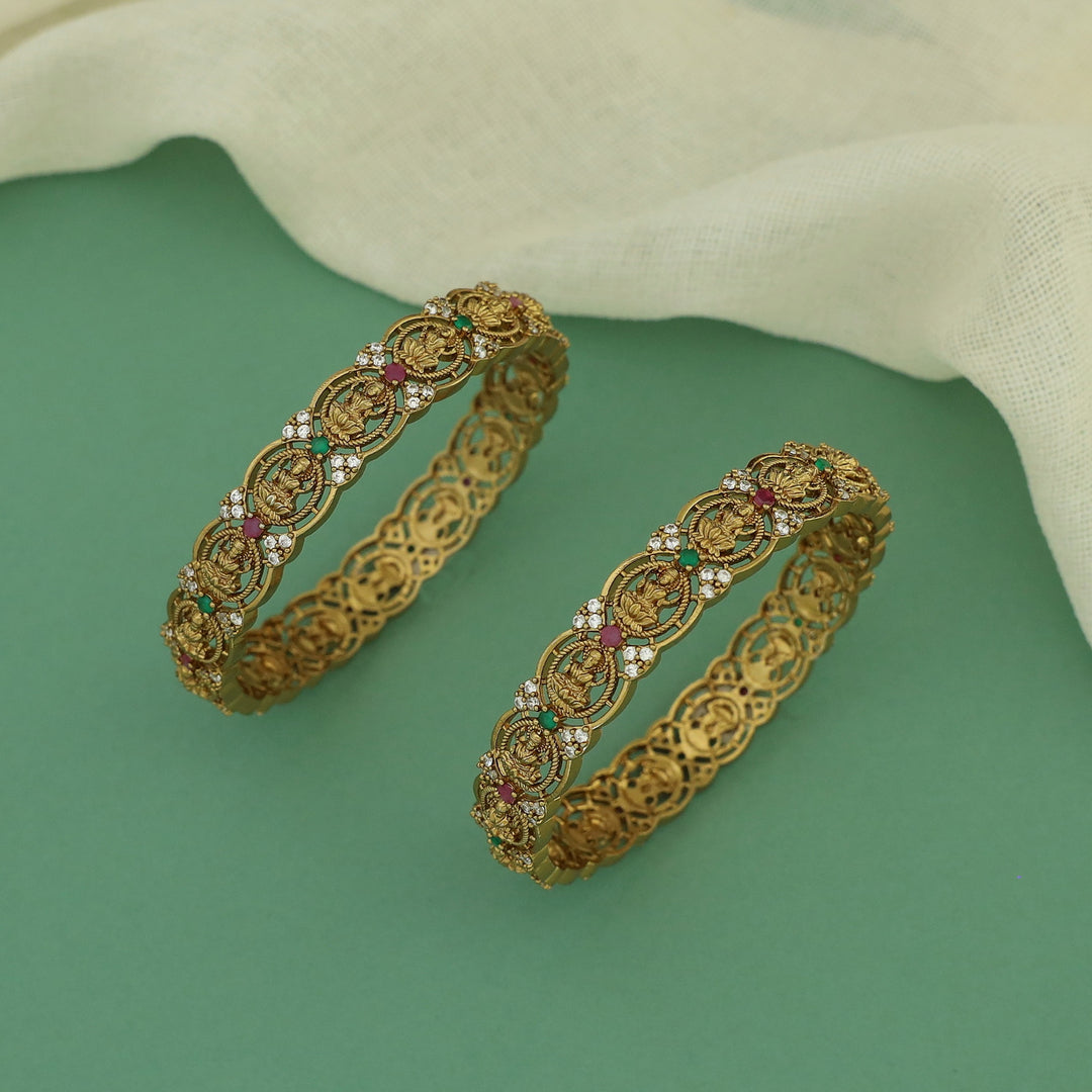 Saharsha Oval Lekshmi AD Stone Bangle (Set Of 2)
