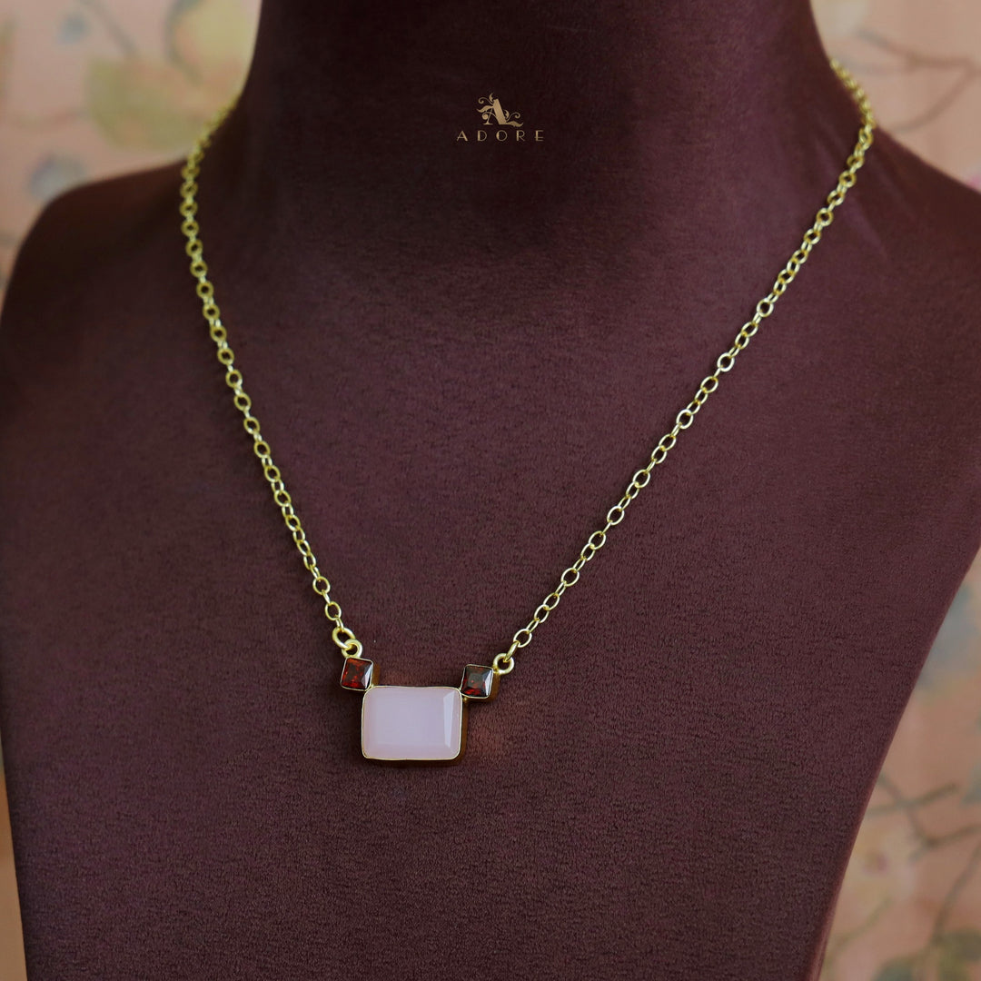 Golden Rectangle And Mini Square Glossy Neckpiece