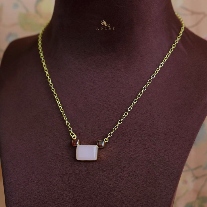 Golden Rectangle And Mini Square Glossy Neckpiece