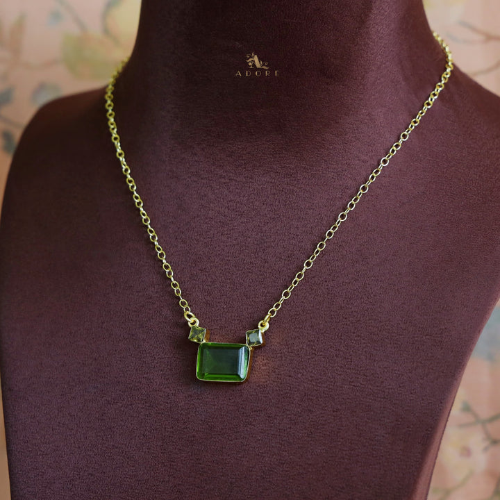 Golden Rectangle And Mini Square Glossy Neckpiece