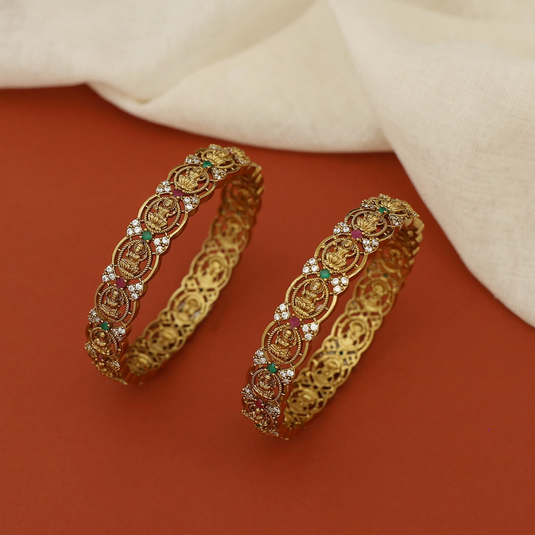 Saharsha Oval Lekshmi AD Stone Bangle (Set Of 2)