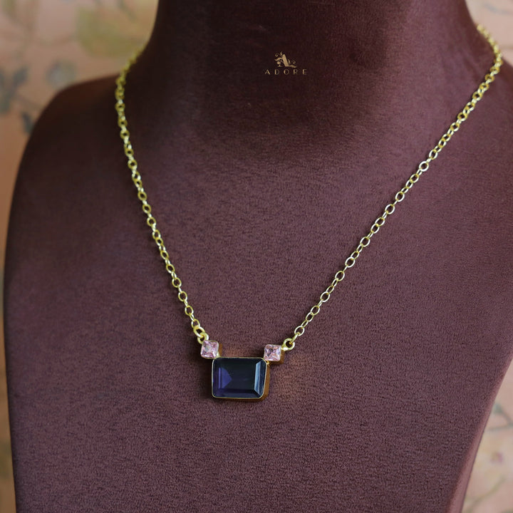 Golden Rectangle And Mini Square Glossy Neckpiece