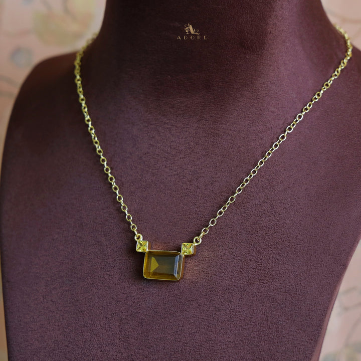 Golden Rectangle And Mini Square Glossy Neckpiece