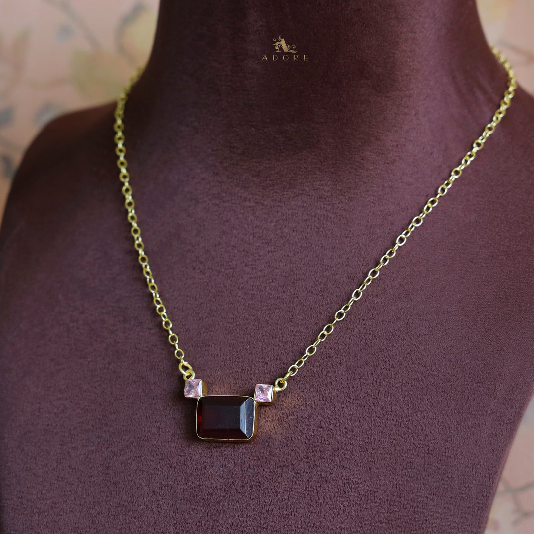 Golden Rectangle And Mini Square Glossy Neckpiece