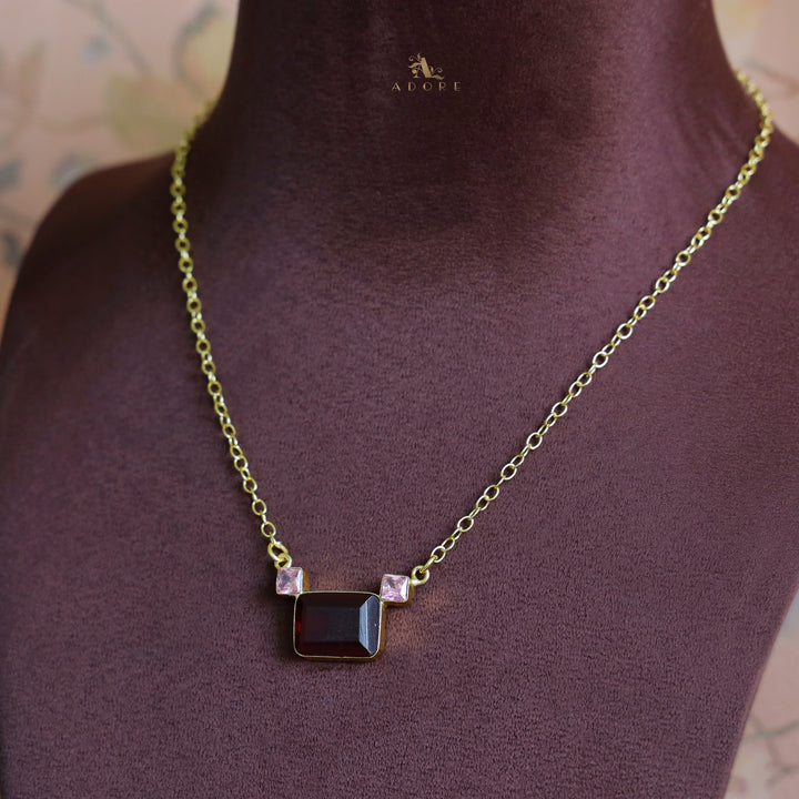 Golden Rectangle And Mini Square Glossy Neckpiece