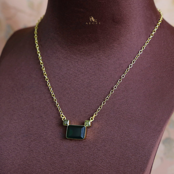 Golden Rectangle And Mini Square Glossy Neckpiece