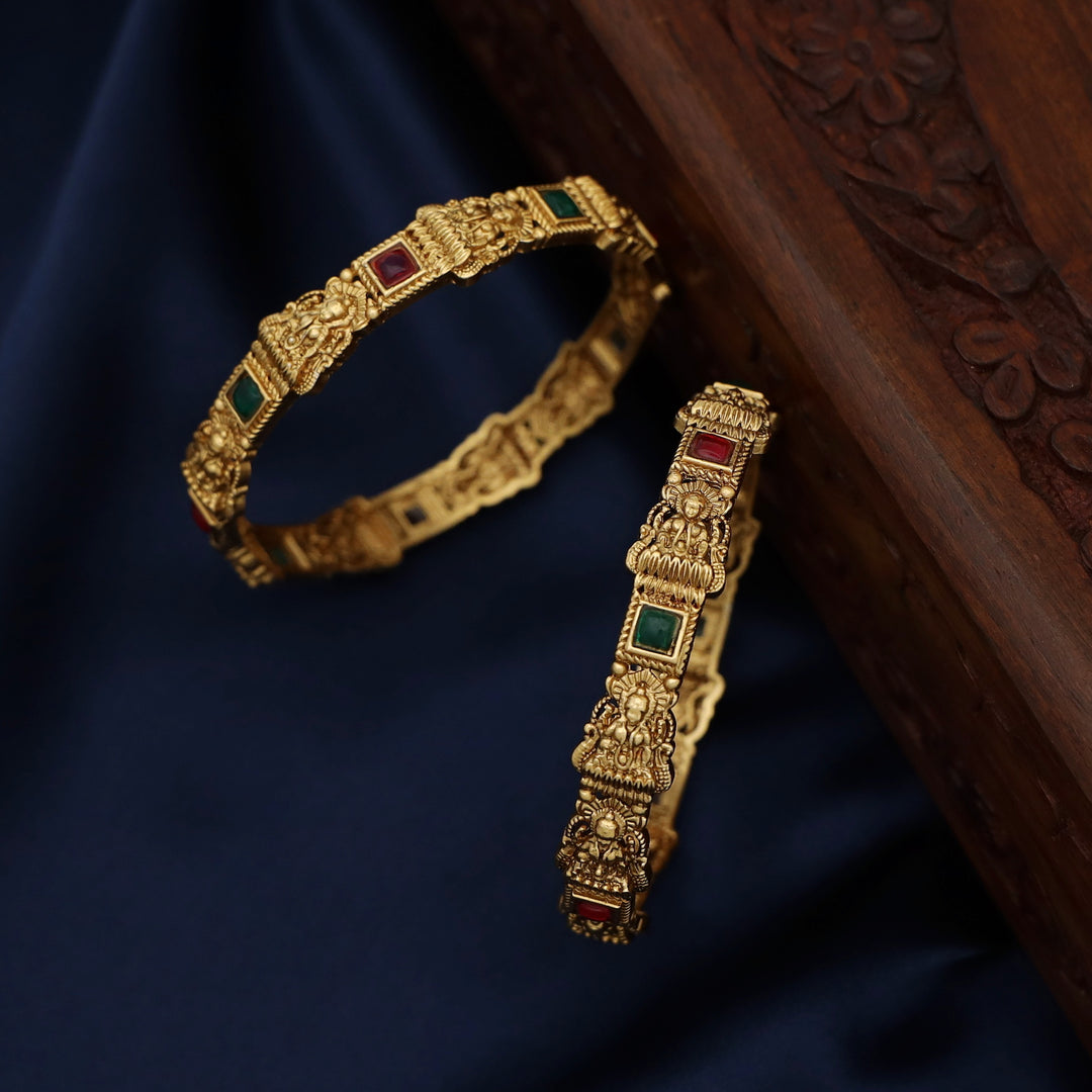 Sadru Lakshmi Square Kemp Stone Bangle (Set Of 2)