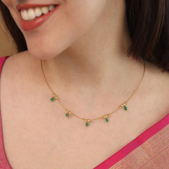 Naima Oval Glossy Stone String Neckpiece