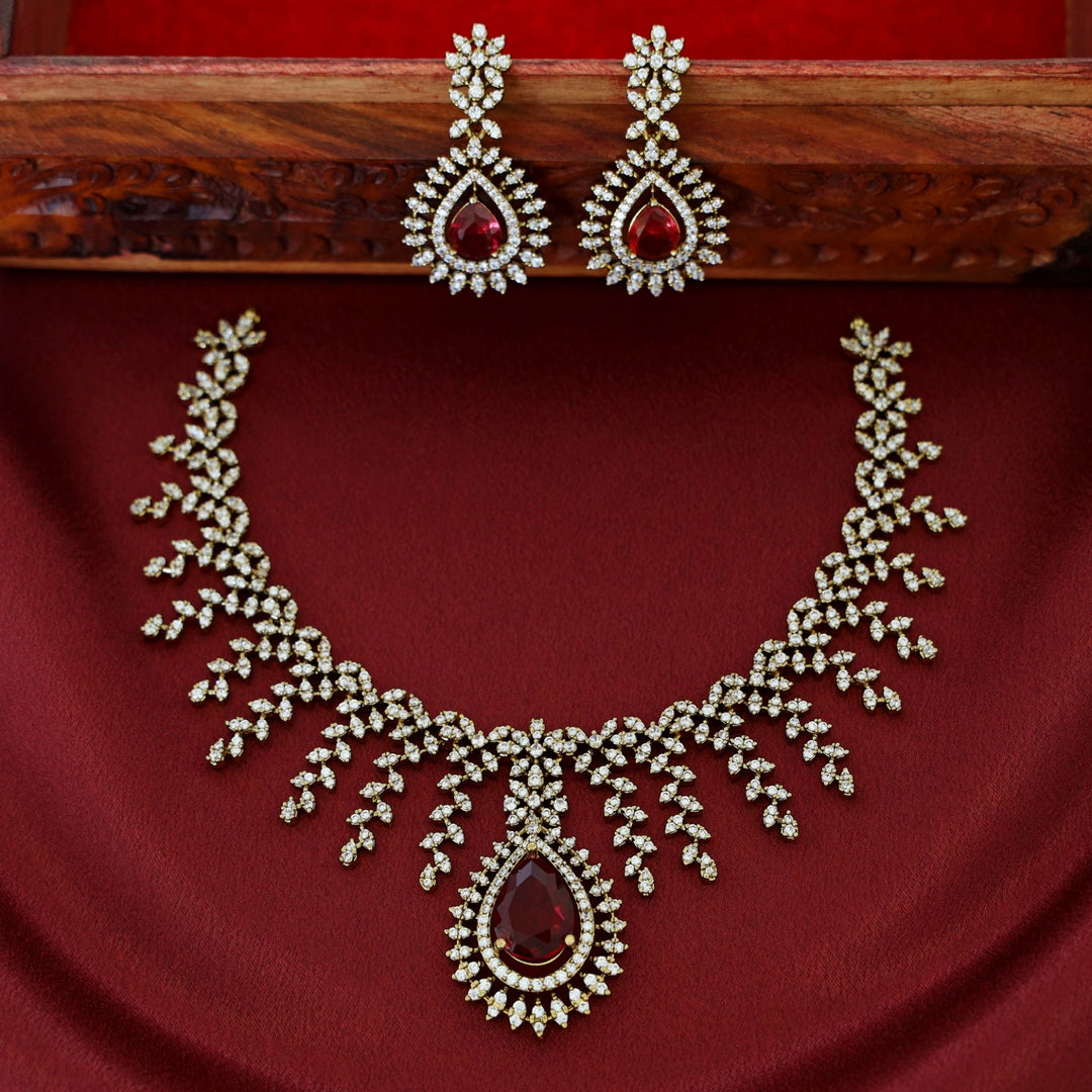 Simran AD Stone Neckpiece With Earring