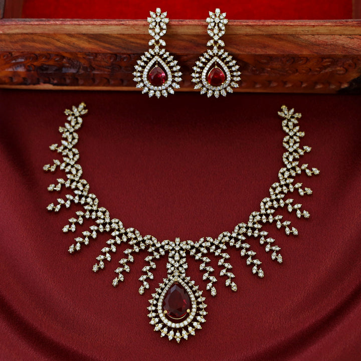 Simran AD Stone Neckpiece With Earring