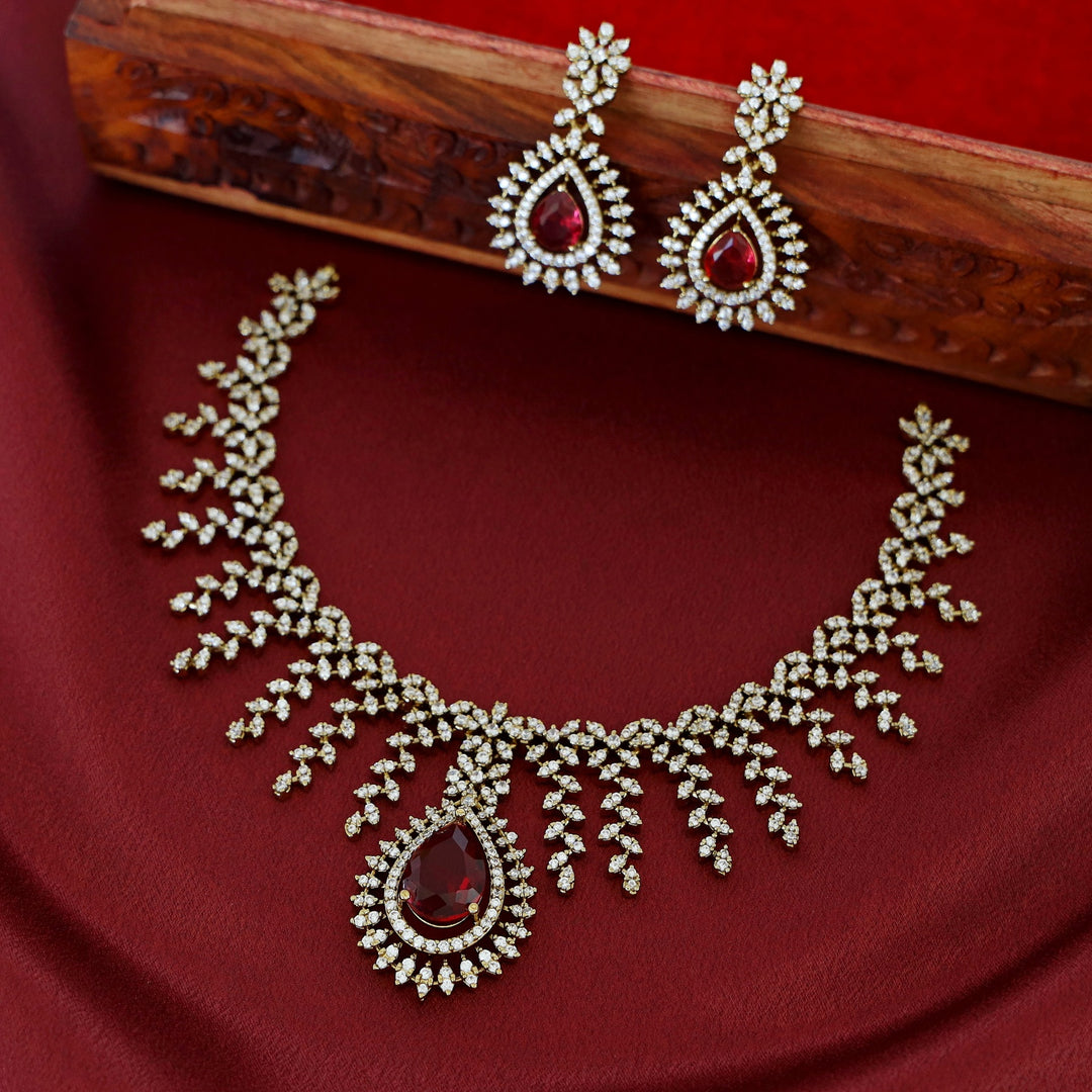 Simran AD Stone Neckpiece With Earring