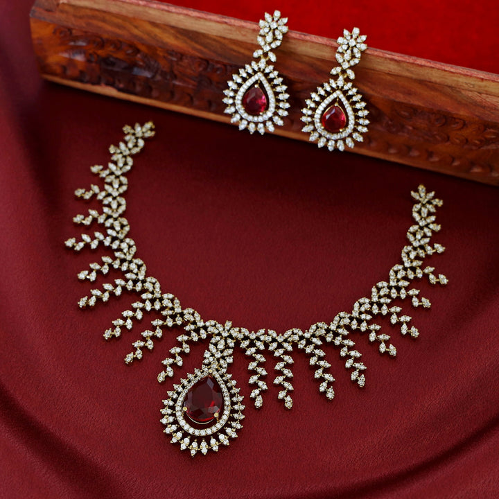 Simran AD Stone Neckpiece With Earring