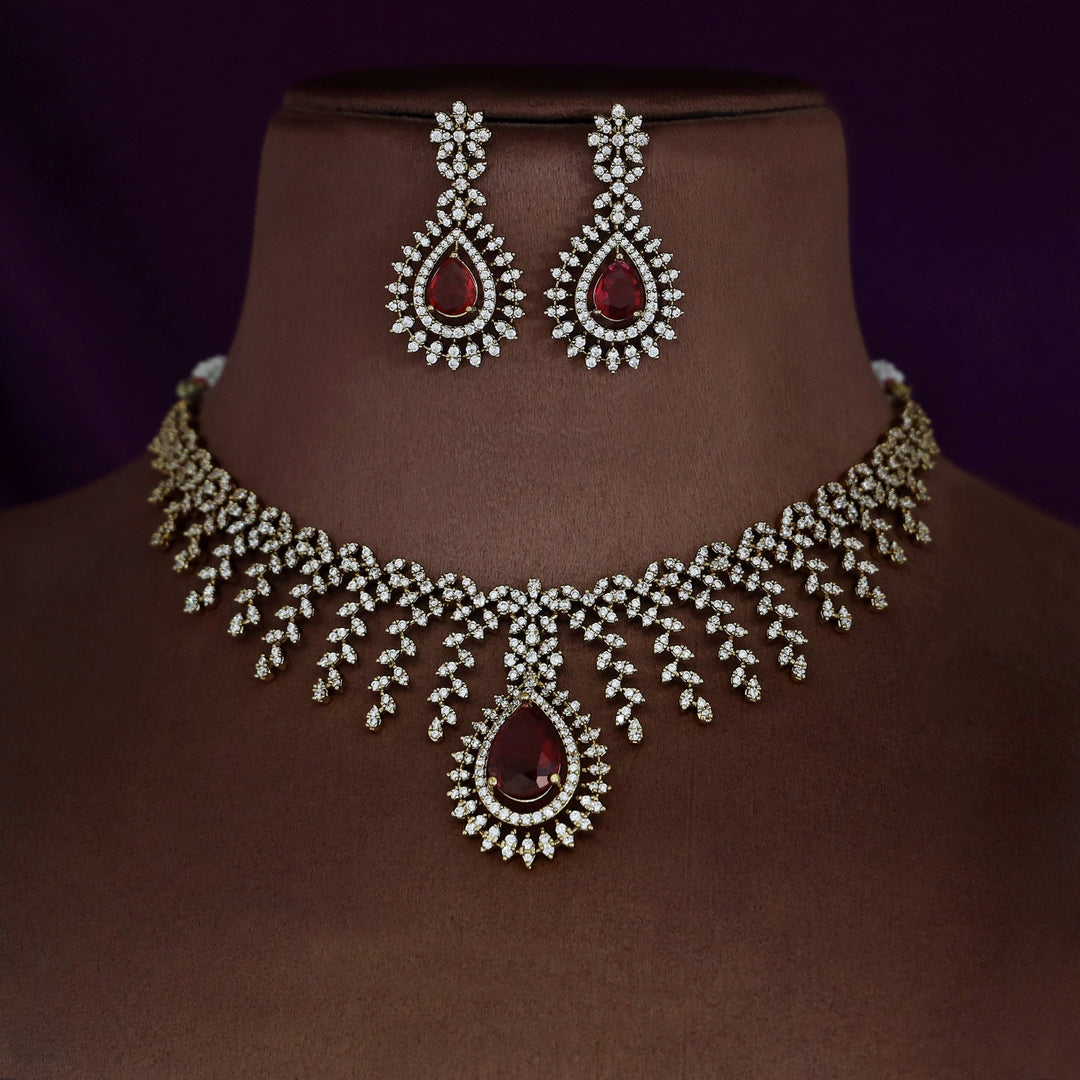 Simran AD Stone Neckpiece With Earring