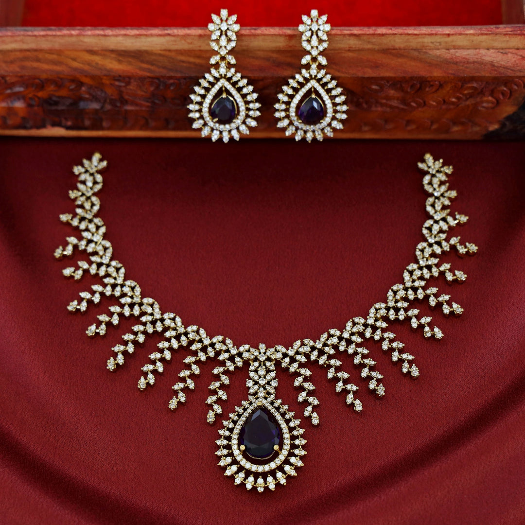 Simran AD Stone Neckpiece With Earring