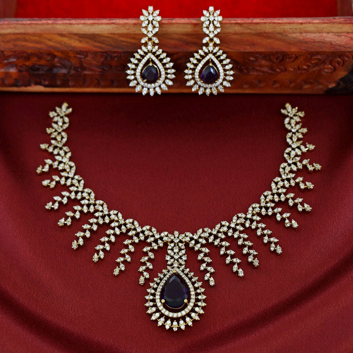 Simran AD Stone Neckpiece With Earring