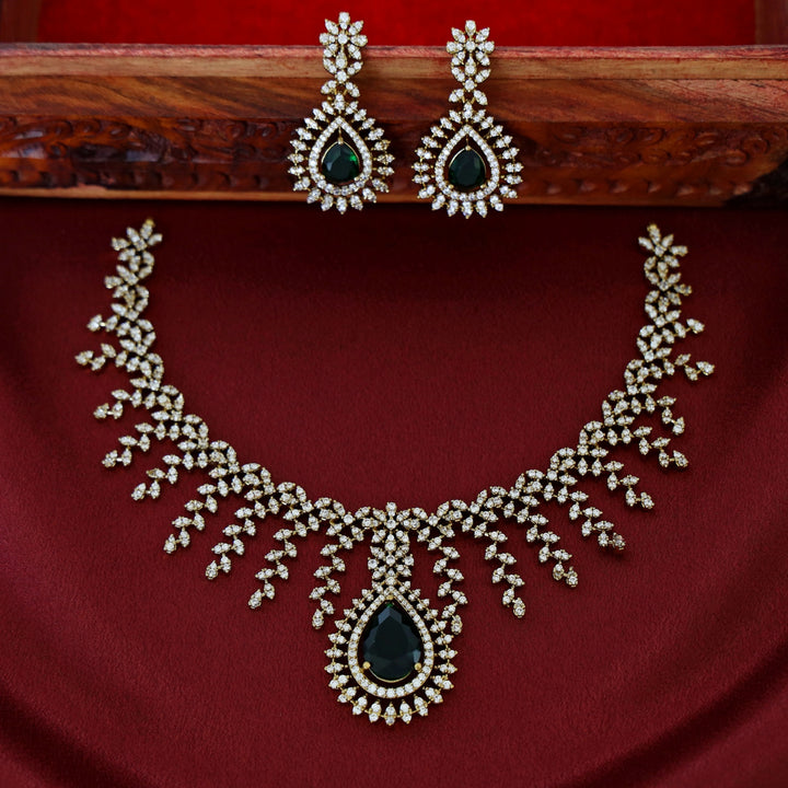 Simran AD Stone Neckpiece With Earring
