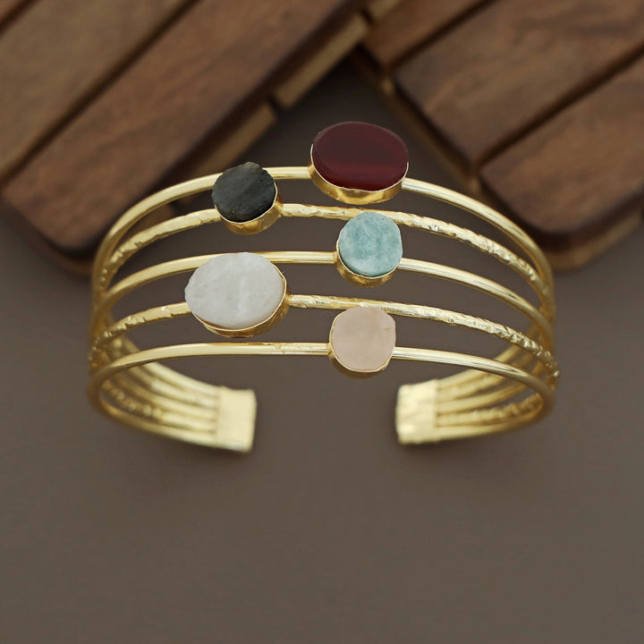 Namya Golden Penta Raw Stone Bangle