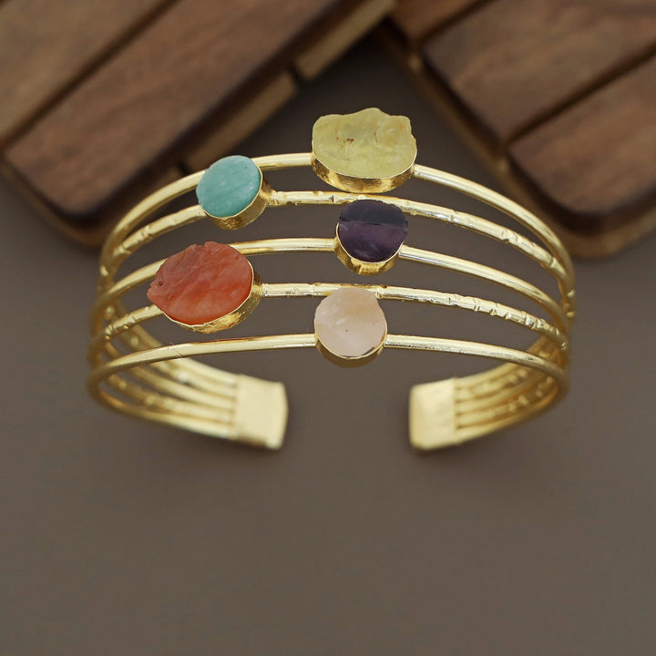 Namya Golden Penta Raw Stone Bangle