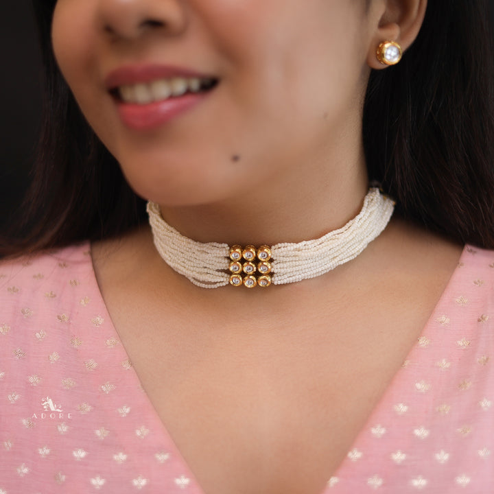 Aashi Kundan Pearl Choker With Stud