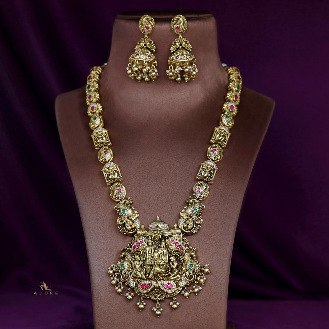 Sita Ram Jadau kundan Bridal Neckpiece With Earring