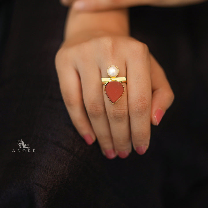 Mila Golden Raw Stone + Pearl Ring
