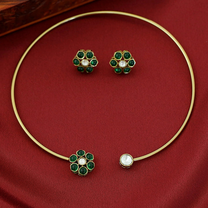 Dhanishta Flower Neck Cuff With Stud