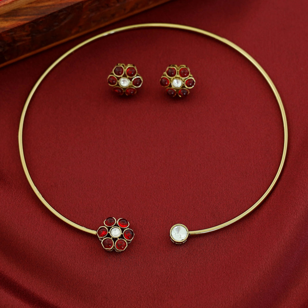 Dhanishta Flower Neck Cuff With Stud