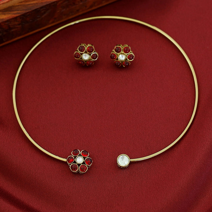 Dhanishta Flower Neck Cuff With Stud