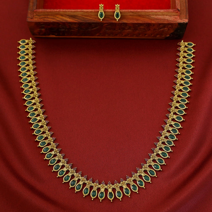 Premium Nagapadam Palakka Long Neckpiece With Earring