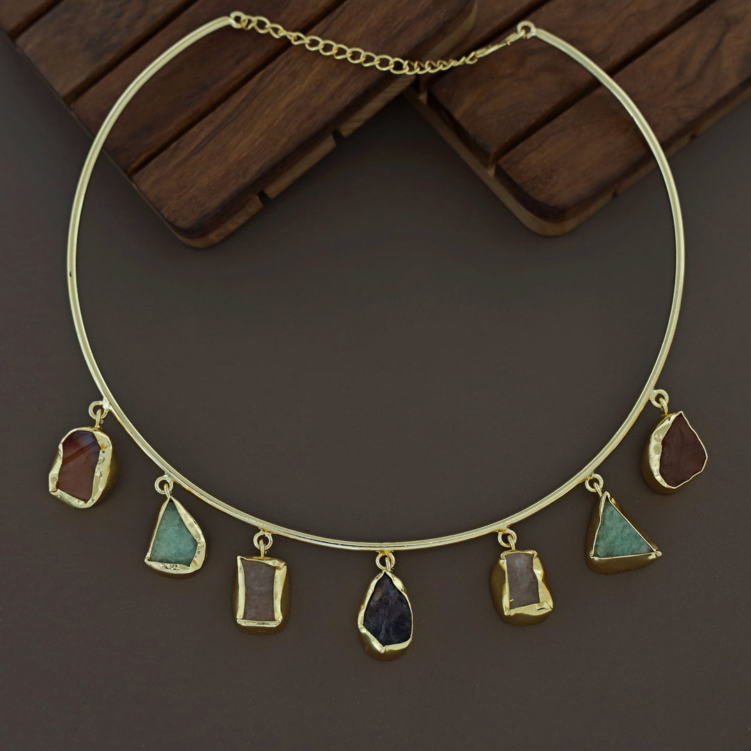 Golden 7 Raw Stone Neck Cuff