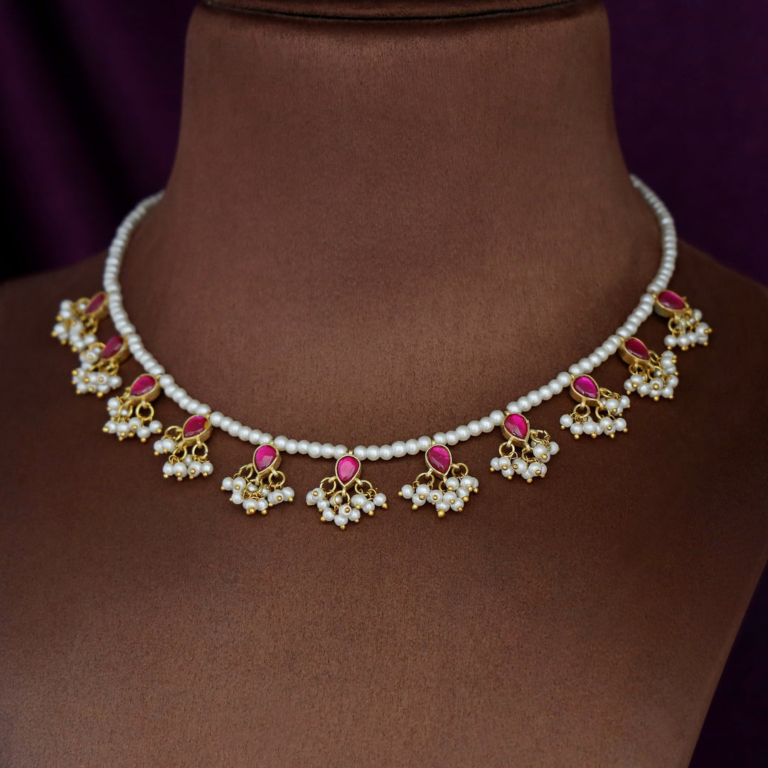 Navya Jadau Kundan Pearl Drop Neckpiece