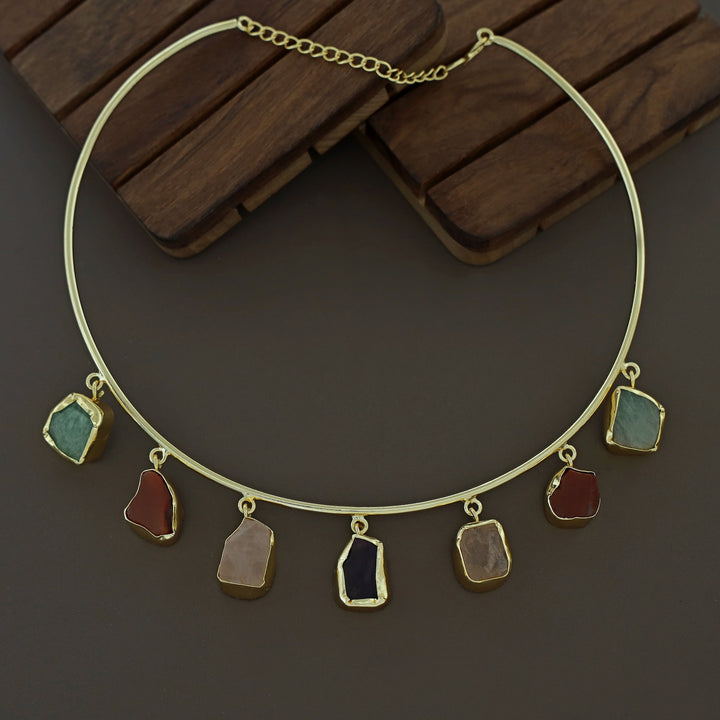Golden 7 Raw Stone Neck Cuff