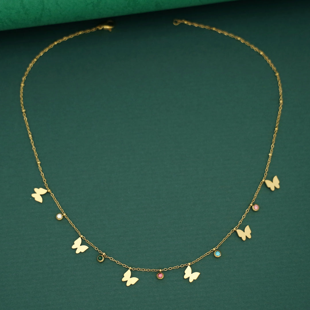 Paulina Glossy Stone Butterfly Neckpiece