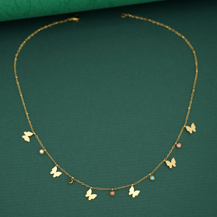 Paulina Glossy Stone Butterfly Neckpiece