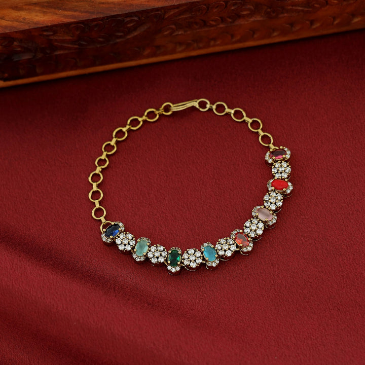 Vaibhavi Floral Navratna Bracelet
