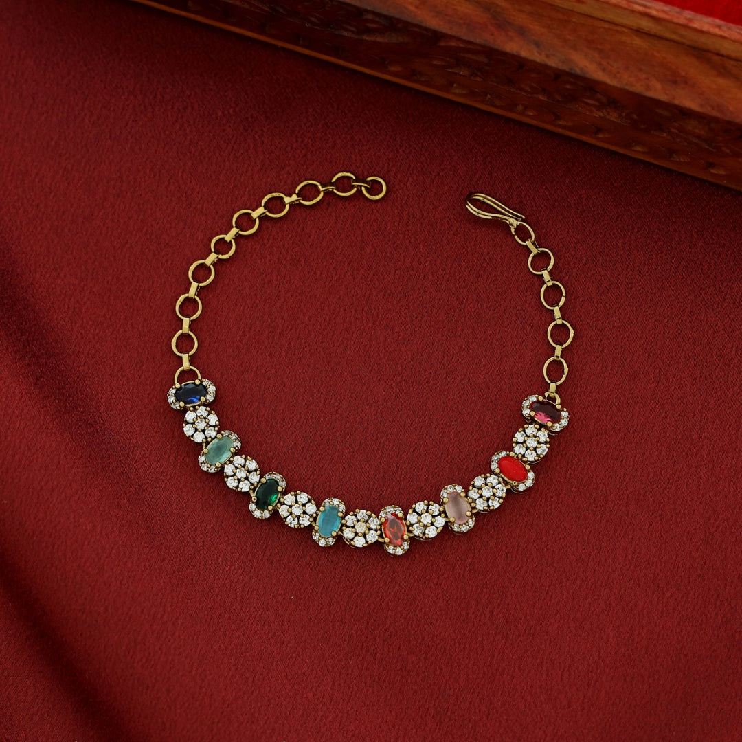 Vaibhavi Floral Navratna Bracelet