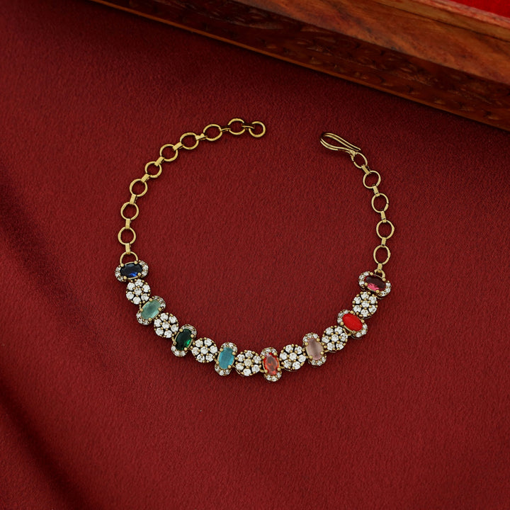 Vaibhavi Floral Navratna Bracelet