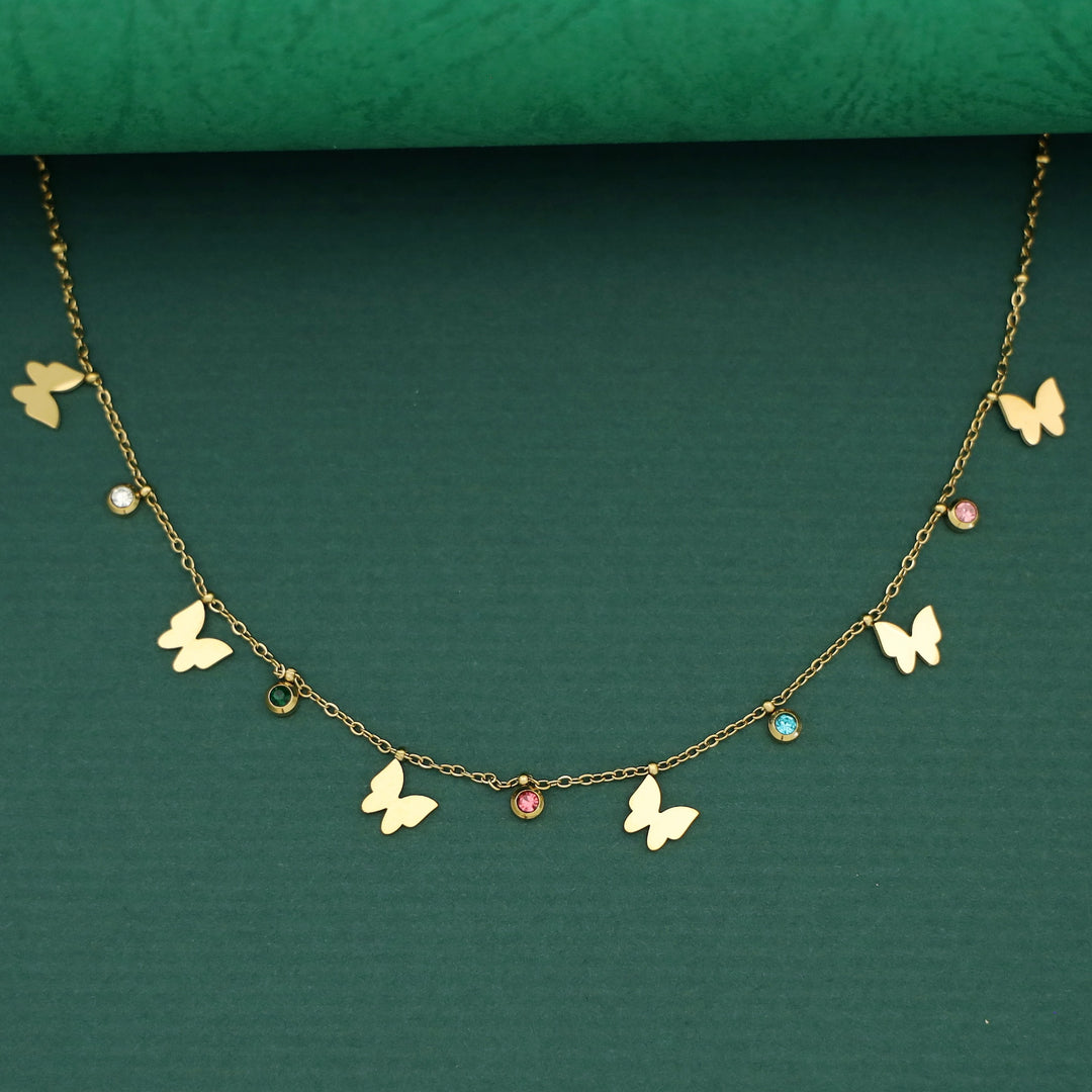 Paulina Glossy Stone Butterfly Neckpiece