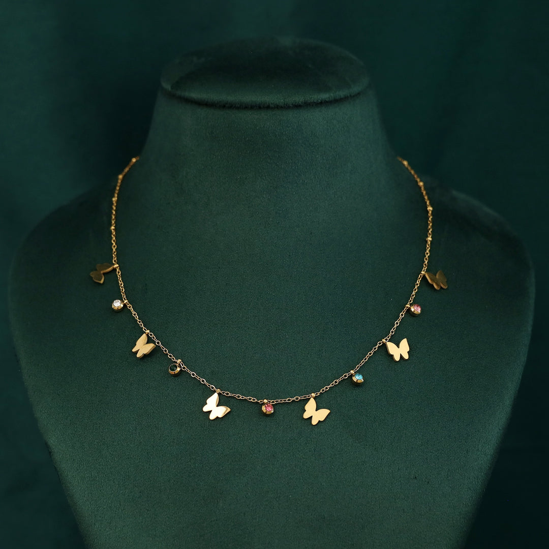 Paulina Glossy Stone Butterfly Neckpiece